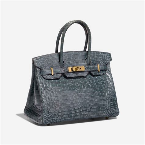 Hermès Birkin 30 Porosus Crocodile Bleu Tempête 